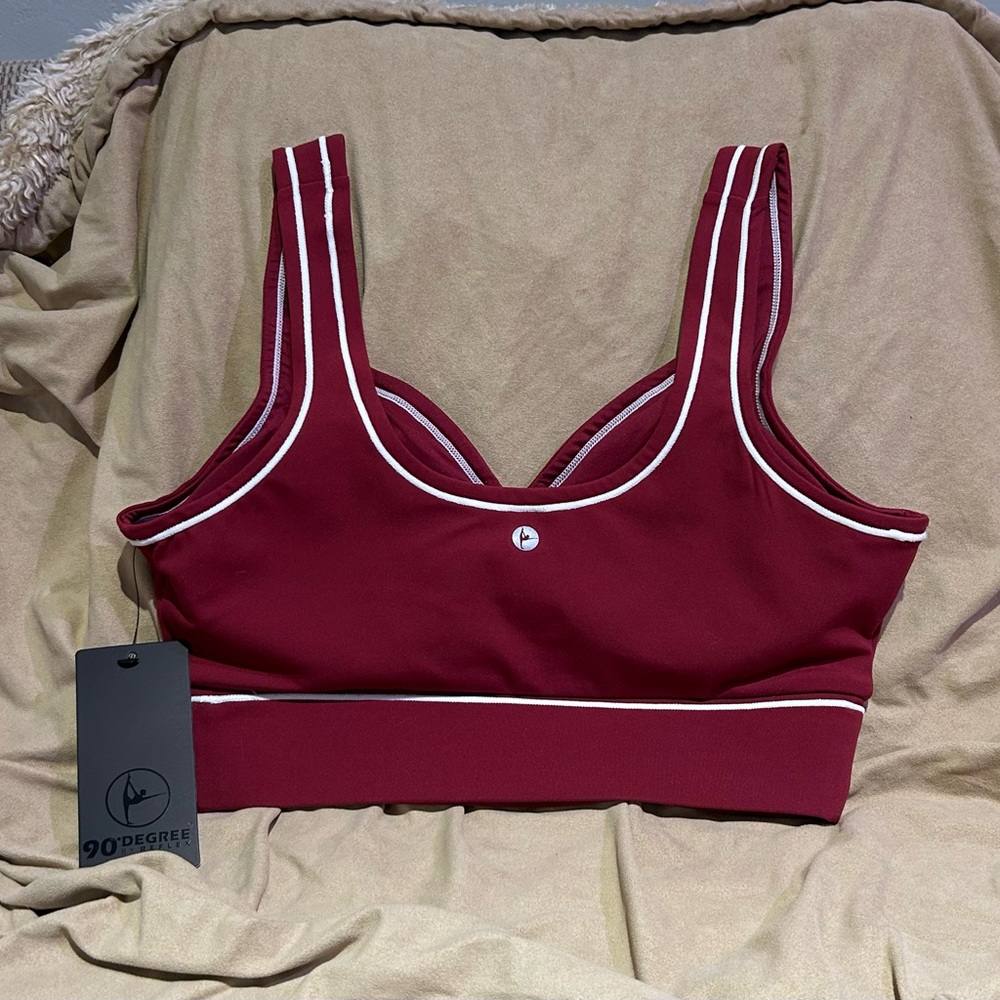 90 DEGREE BY REFLEX Tibetan Red Lux Motion Muse Crop Bra Top Women's Size Large - Picture 4 of 5